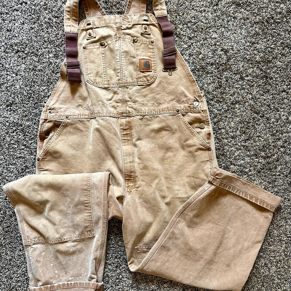 Carhartt Tan Double Knee Work Overalls